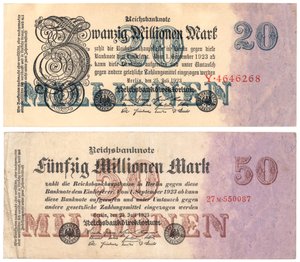 Billets de vingt et cinquante millions de marks, 1923
