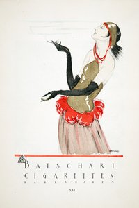 Publicité pour "Batschari Cigaretten", tirée de Styl, publié en 1922 (impression sur pochoir) - German School