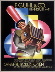 Publicité pour le fabricant allemand de caméras Offset. Dans "Gebrauchs Graphik", journal allemand - German School