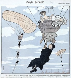 Aérostation : caricature allemande - German School