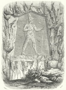Relief égyptien ancien censé représenter le pharaon Sésostris ou Ramsès II - German School