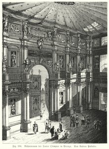 Auditorium et scène du Teatro Olimpico, Piacenza, Italie, conçu par Andrea Palladio - German School
