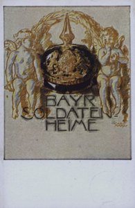 Casque de soldat bavarois (lithographie couleur) - German School