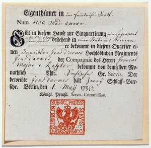 Bon de logement, 1759