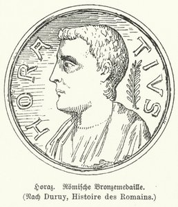 Médaille en bronze représentant le poète romain Horace (lithographie) - German School