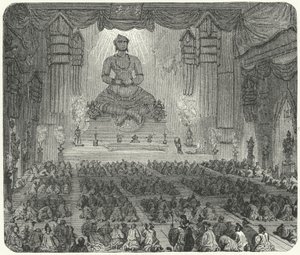 Bouddhistes adorant dans un monastère à Pékin