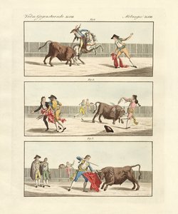 Corridas espagnoles (gravure en couleur) - German School
