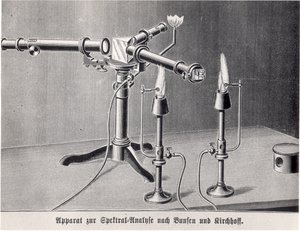 Spectroscope de Bunsen-Kirchhoff inventé par Robert Bunsen (1811-99) et Gustav Kirchhoff (1824-87) en 1859 - German School