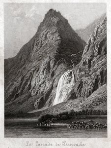 Cascade de Pissevache. (gravure, vers 1830) - German School