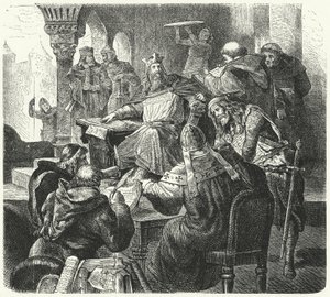 Charlemagne consultant des érudits et des clercs - German School
