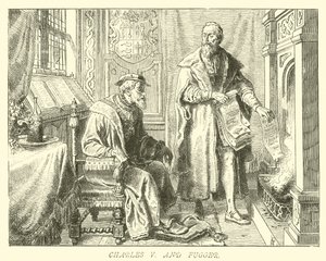 Charles V et Fugger - German School