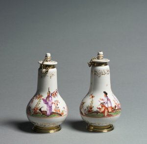 Flacon couvert, fabriqué à la manufacture de porcelaine de Meissen, Allemagne, c.1720-1723