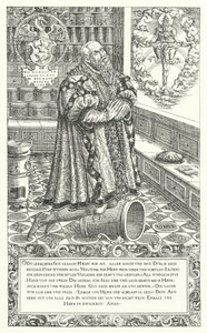 Cyriacus Schnaus, apothicaire à Nuremberg au 16ème siècle (gravure) - German School