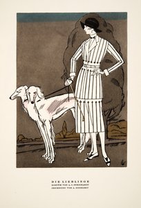 Die Lieblinge", publicité pour Fashion de A C Steinhardt, tirée de Styl, publié en 1922 (impression sur pochoir).