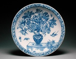 Plat représentant un vase de fleurs à col étroit, Francfort-sur-le-Main