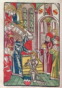 Empereur Sigismond (1367-1437) de Luxembourg adoubant un chevalier