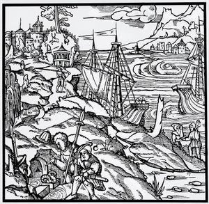 Gravure de De re metallica, par Georg Pawer ou Georgius Agricola (1494-1555) - German School