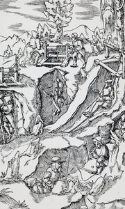Gravure de De re metallica - German School