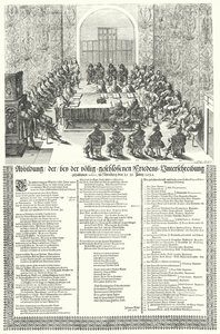 Congrès de paix européen tenu à Nuremberg en 1650 après la guerre de Trente Ans (gravure) - German School