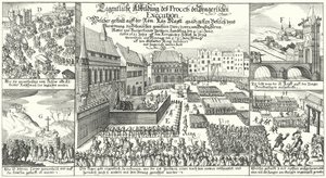 Exécution des membres de la révolte protestante bohémienne sur la place de la Vieille Ville, Prague - German School