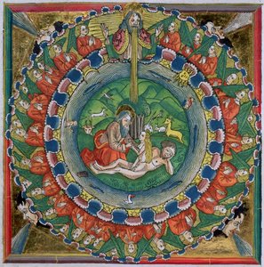 Fac-similé de la Genèse 2:22 Dieu créa Ève, de la Bible de Nuremberg (Biblia Sacra Germanaica) - German School