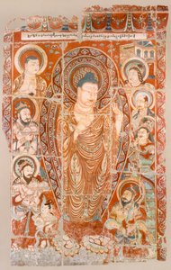 Fac-similé de peintures de temples rupestres maintenant au Musée Royal, Berlin, fin 19e-début 20e siècle - German School