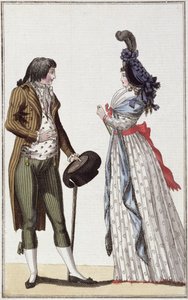 Couple à la mode de la période du Directoire (1795-99) - German School