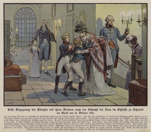 Première rencontre entre la reine Louise de Prusse et ses enfants après la bataille de Iéna, au château de Schwedt - German School
