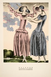 "Flieder", publicité pour les vêtements de M. Gerstel, tirée de Styl, publié en 1922 (impression sur pochoir). - German School