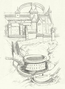 Fortifications de Carcassonne, France (gravure)