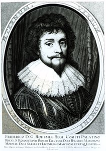Frédéric V (1596-1632), Roi de Bohême, Électeur Palatin du Rhin, gravé par Willem Hondius, 1633 - German School