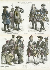 Uniformes militaires français et autrichiens, début du XVIIIe siècle - German School