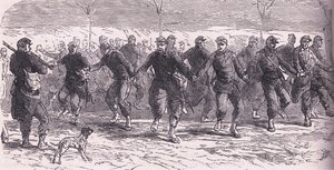 Soldats français dansant dans le camp, Histoire de la guerre entre la France et l