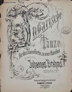 Frontispice des Danses hongroises (Ungarische Tanze) de Johannes Brahms (1833-1897) - German School
