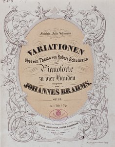 Frontispice de "Variations sur un thème de Robert Schumann" (Op. 23) par Johannes Brahms (1833-1897) - German School