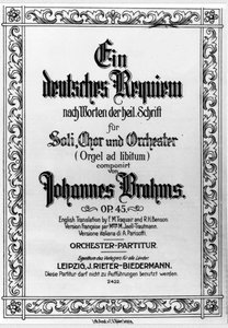 Frontispice du Requiem allemand par Johannes Brahms (1833 - 1897) - German School