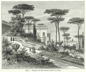 Conception de jardin : Monte Pincio, Rome, Italie (gravure) - German School