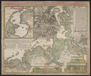 Présentation géographique de la misérable inondation en Basse-Allemagne, qui a eu lieu le 25 décembre 1717, c.1718 - German School