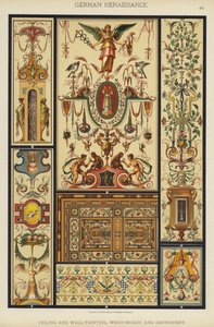 Renaissance allemande, peinture de plafond et murale, mosaïque de bois et broderie - German School
