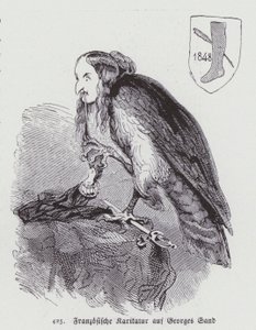 Caricature allemande de la romancière française du XIXe siècle George Sand (lithographie)