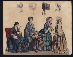 Planche de mode allemande, milieu du 19e siècle (gravure colorée) - German School