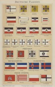 Drapeaux allemands (lithographie en couleur) - German School