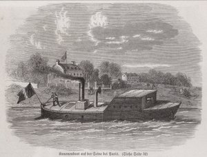 Canonnière sur la Seine pendant le siège de Paris, guerre franco-prussienne - German School