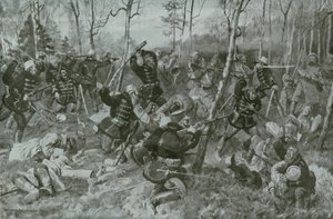 Combat au corps à corps entre les hussards et les Russes à Birkenwalde - German School