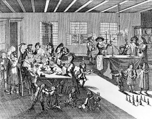 Hanoucca par Georg Puschner tirée du Jüdisches Ceremoniel de Kirchner, 1726 - German School