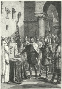 Harold Godwinson prêtant serment de soutenir la revendication de Guillaume de Normandie au trône d