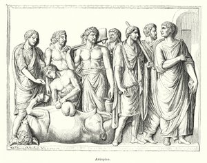 Haruspice, prêtre romain antique qui examinait les entrailles des animaux sacrifiés pour prédire l