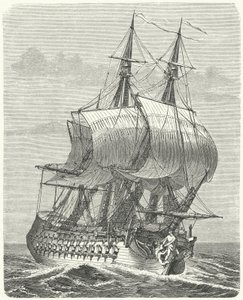 Hercule, frégate française de 58 canons (gravure) - German School