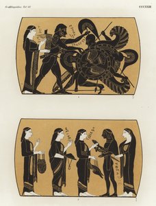 Hercule combattant Géryon et Persée recevant des cadeaux pour vaincre Méduse - German School