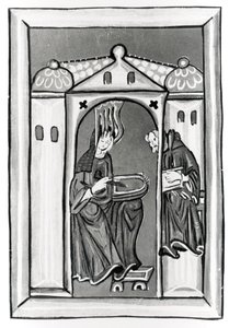 Hildegarde de Bingen recevant la Lumière du Ciel, c.1151 - German School